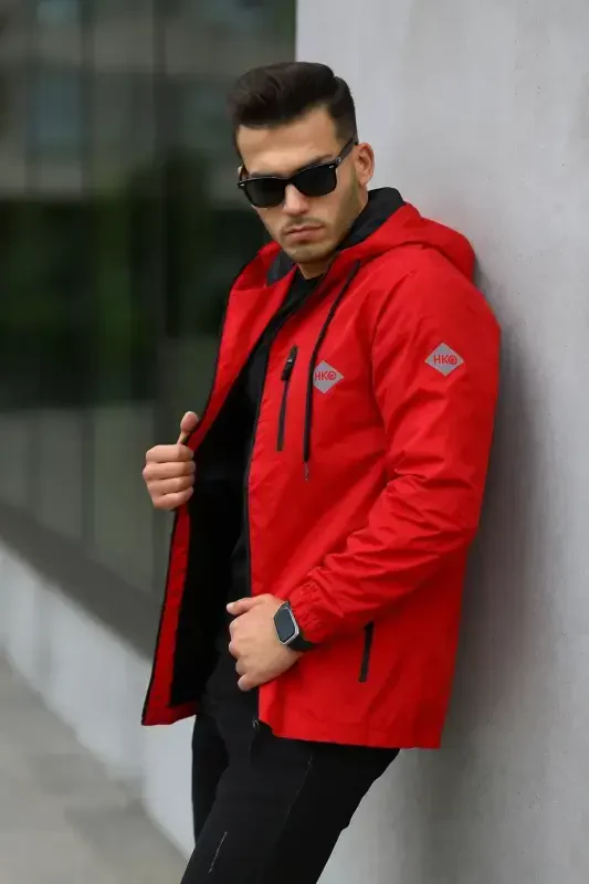 Men's Lined Waterproof Hooded Pocket Raincoat - 5