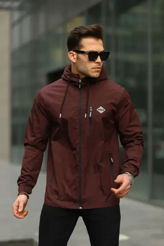 Men's Lined Waterproof Hooded Pocket Raincoat - 1