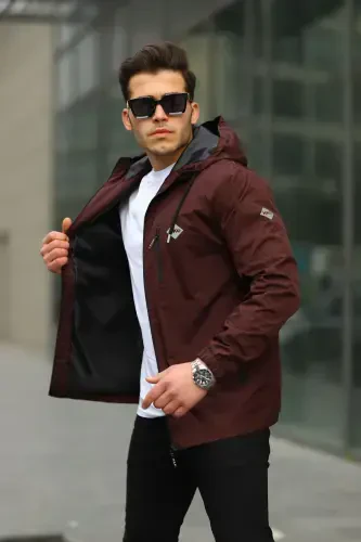 Men's Lined Waterproof Hooded Pocket Raincoat - 3