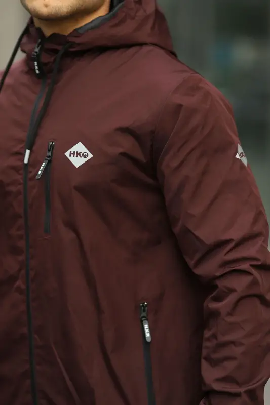 Men's Lined Waterproof Hooded Pocket Raincoat - 2