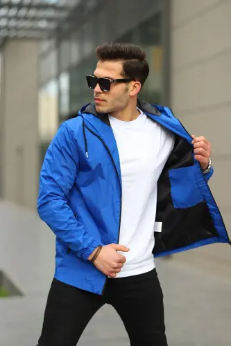 Men's Lined Waterproof Hooded Pocket Raincoat - 5