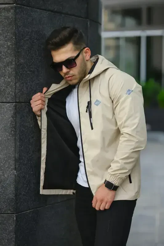 Men's Lined Waterproof Hooded Pocket Raincoat - 4