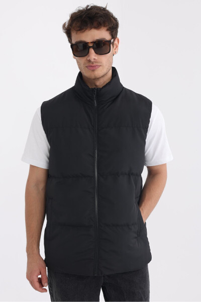 Men's Lined Windproof Black Puffer Vest - 9