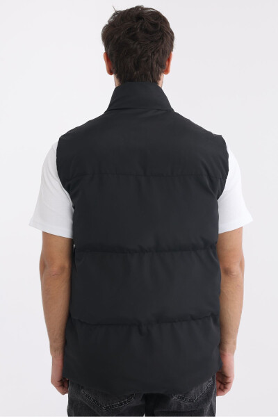 Men's Lined Windproof Black Puffer Vest - 15