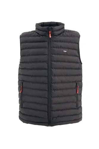 Men's Lined Windproof Regular Fit Black Padded Vest-A.Black - 1