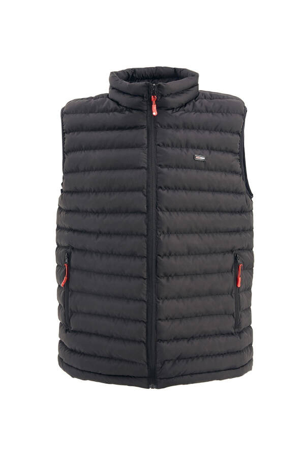 Men's Lined Windproof Regular Fit Black Puffer Vest - 1