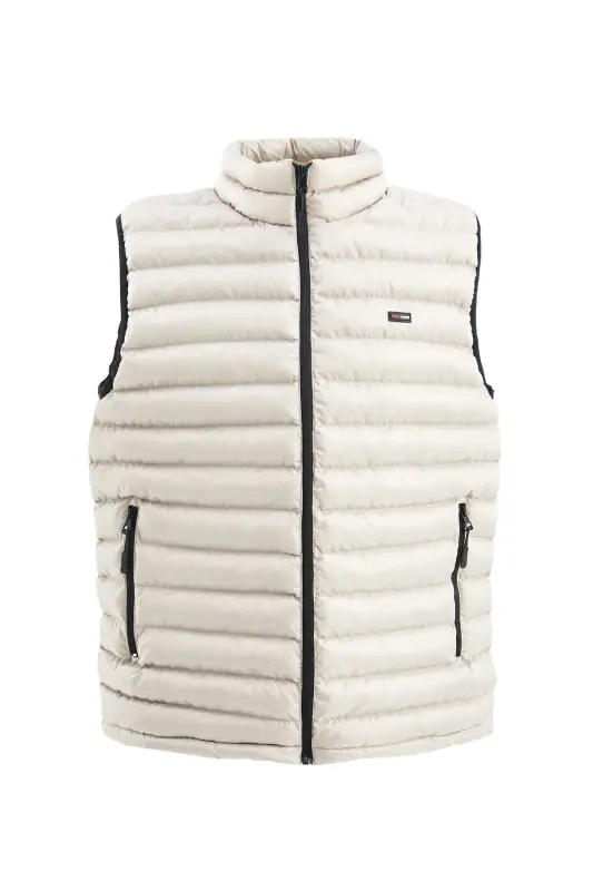 Men's Lined Windproof Regular Fit Stone Puffy Vest - D1FFERENCE