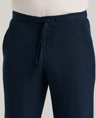 Men's Linen Blend Drawstring Pant - Navy - 2