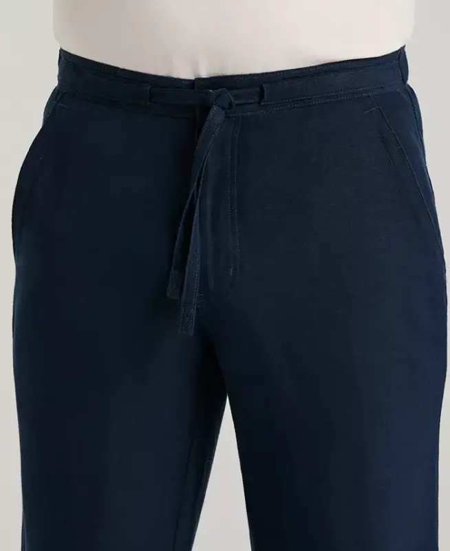 Men's Linen Blend Drawstring Pant - Navy - 2