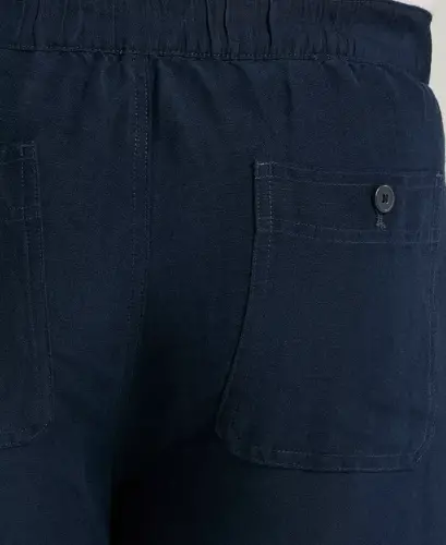Men's Linen Blend Drawstring Pant - Navy - 3