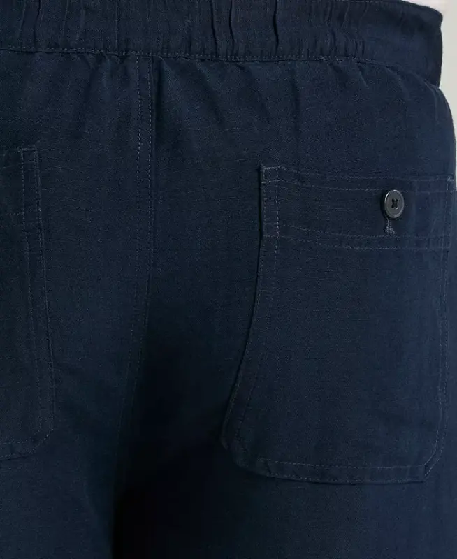 Men's Linen Blend Drawstring Pant - Navy - 3