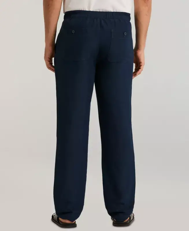 Men's Linen Blend Drawstring Pant - Navy - 4