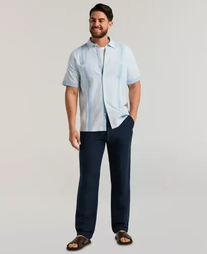 Men's Linen Blend Drawstring Pant - Navy - 5