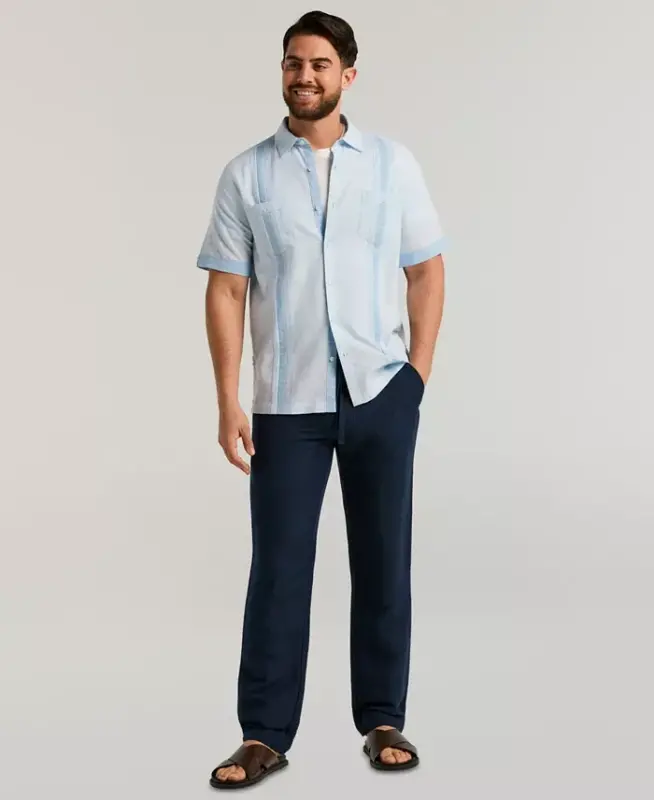 Men's Linen Blend Drawstring Pant - Navy - 5