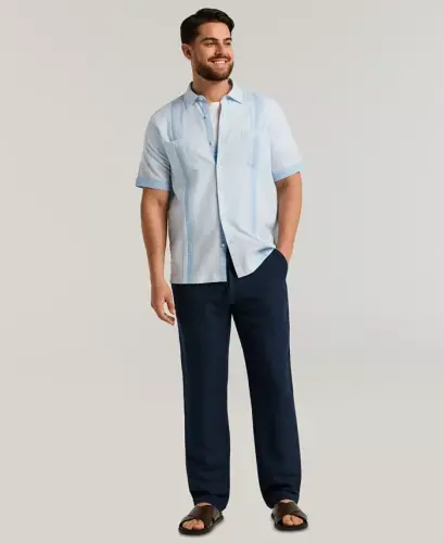 Men's Linen Blend Drawstring Pant - Navy - 6