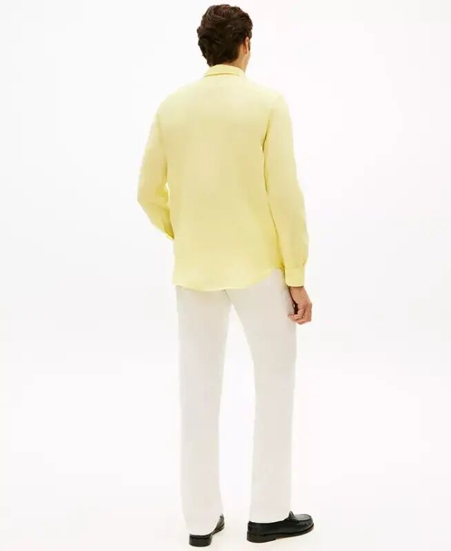 Men's Linen Button Down Long-Sleeve Shirt - Citronella - 3