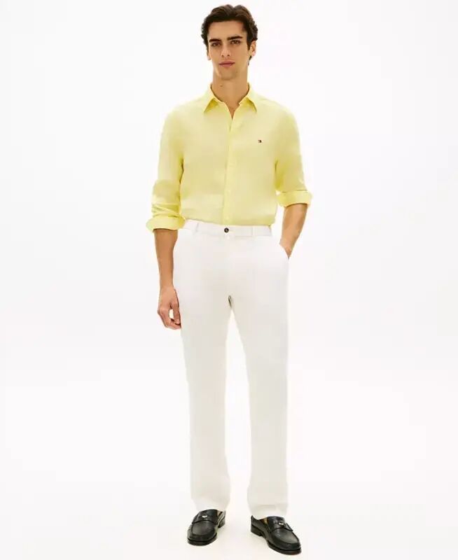 Men's Linen Button Down Long-Sleeve Shirt - Citronella - 4
