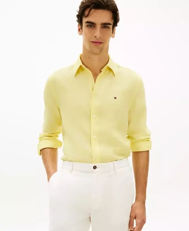 Men's Linen Button Down Long-Sleeve Shirt - Citronella - Tommy Hilfiger