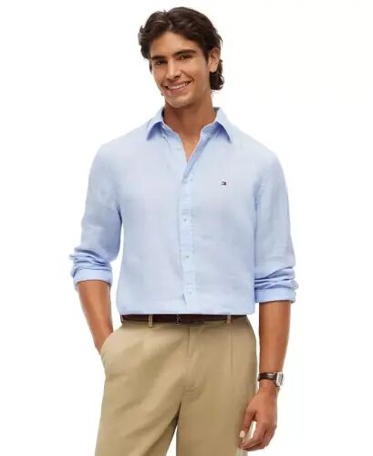 Men's Linen Button Down Long-Sleeve Shirt - Sweet Blue - 1
