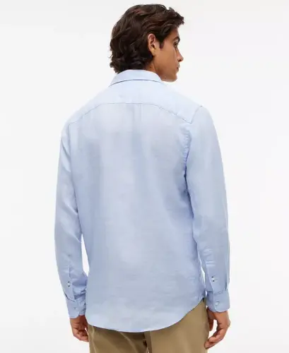 Men's Linen Button Down Long-Sleeve Shirt - Sweet Blue - 4
