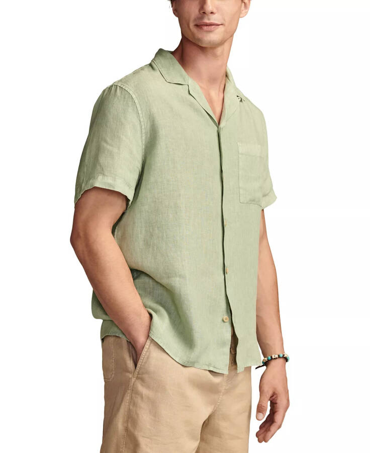 Men's Linen Camp Collar Short Sleeve Shirt Green Bay - 4