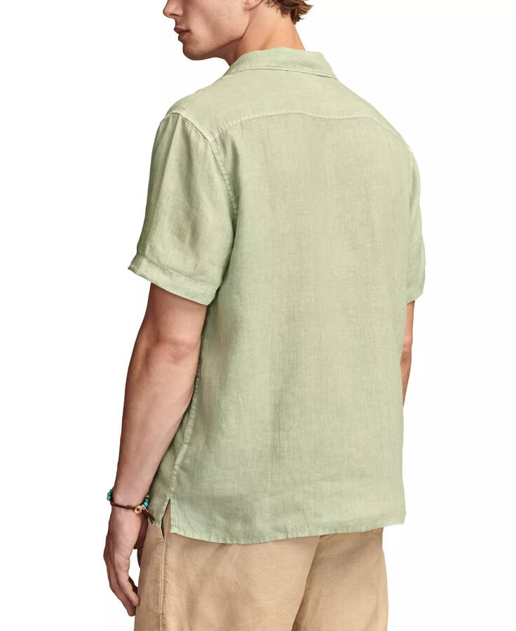 Men's Linen Camp Collar Short Sleeve Shirt Green Bay - 6