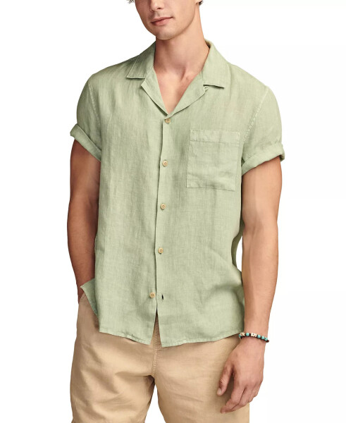 Men's Linen Camp Collar Short Sleeve Shirt Green Bay - 2