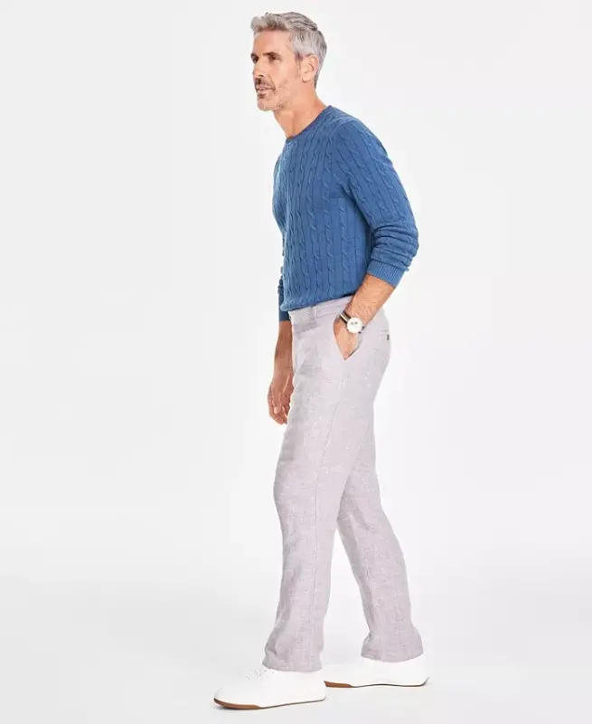 Men's Linen Cross-Dye Pants, Created for Modazone - 3
