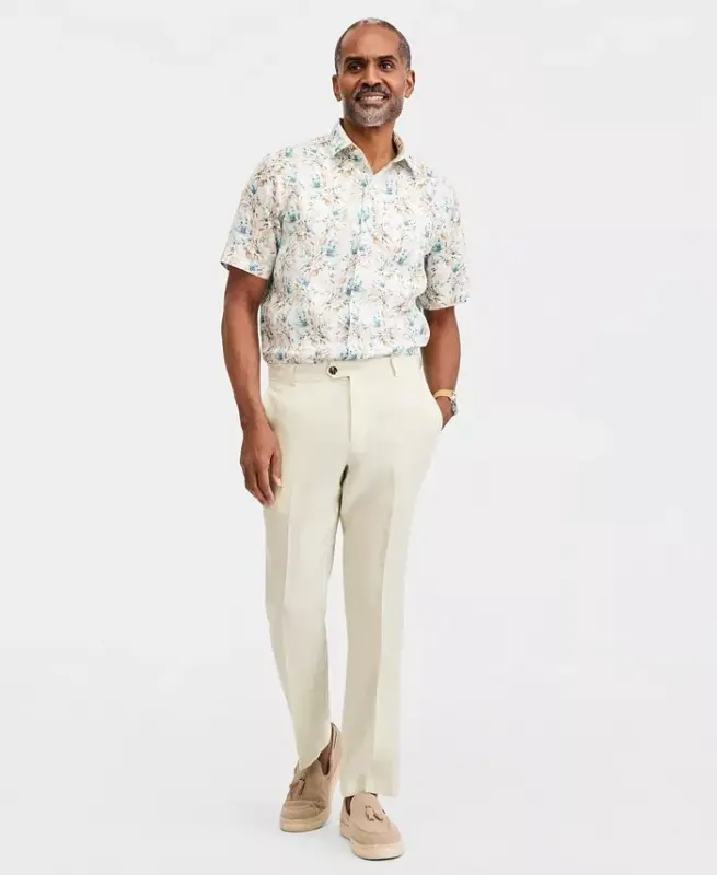 Men's Linen Cross-Dye Pants, Created for Modazone - Lint - 1