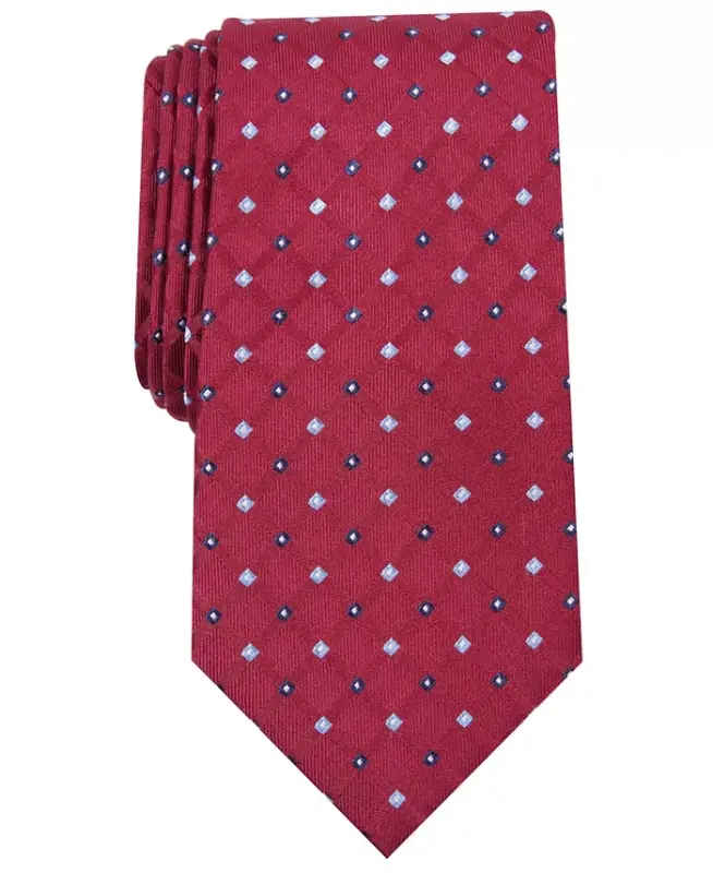 Men's Linked Neat Tie, Created for Modazone-Burgundy - 1