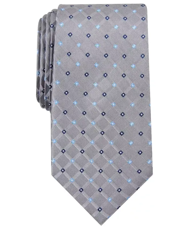Men's Linked Neat Tie, Created for Modazone-Grey - 1