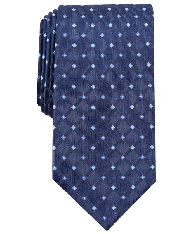 Men's Linked Neat Tie, Created for Modazone-Navy - CLUB ROOM