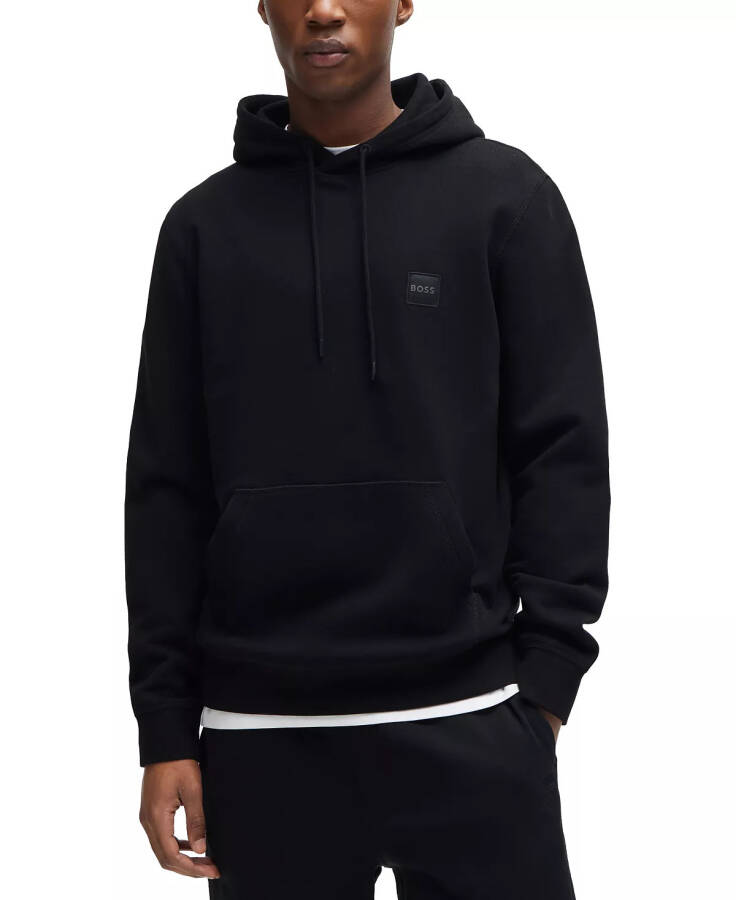 Men's Logo Patch Hoodie Black - 1