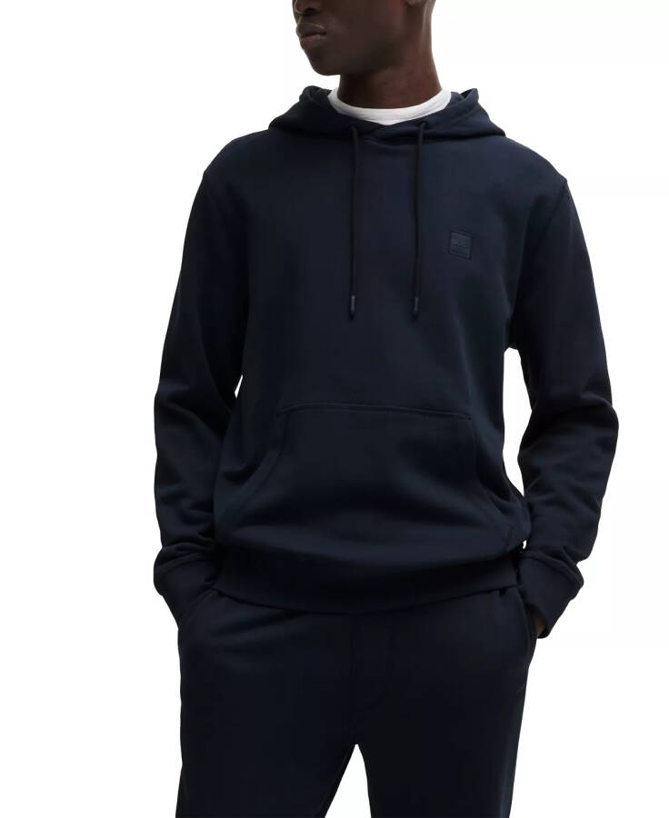 Men's Logo Patch Hoodie Dark Blue - 1