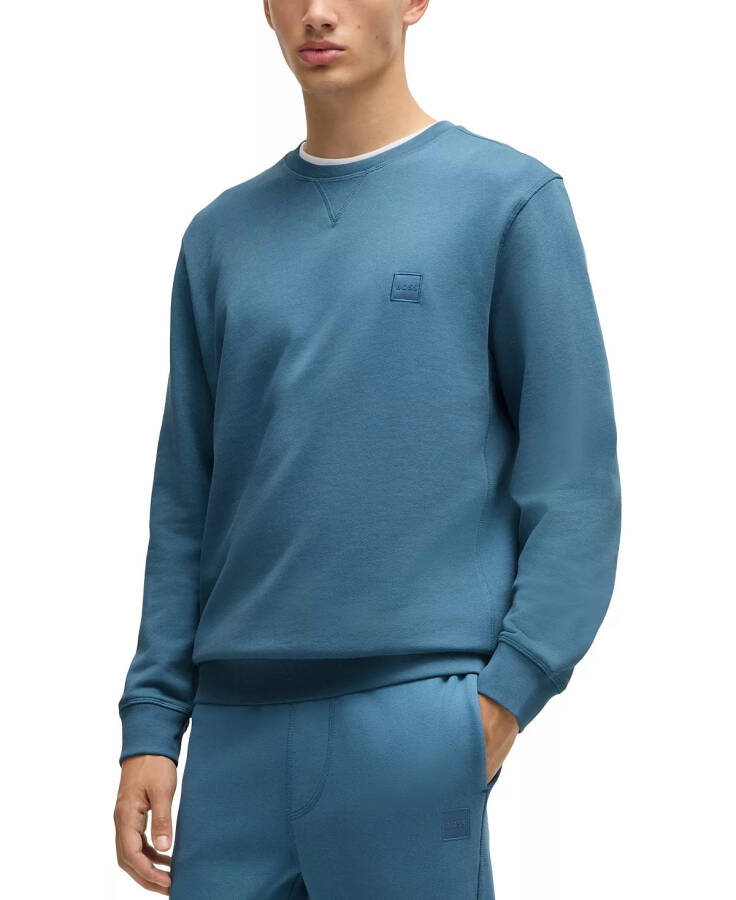 Men's Logo Patch Relaxed-Fit Sweatshirt Open Blue - 1