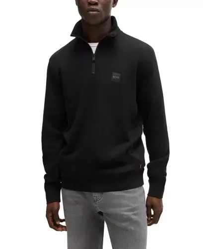 Men's Logo Patch Zip-Neck Sweatshirt 