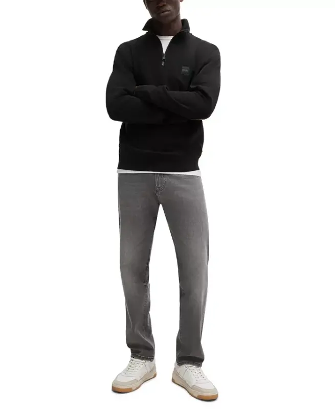 Men's Logo Patch Zip-Neck Sweatshirt - 4