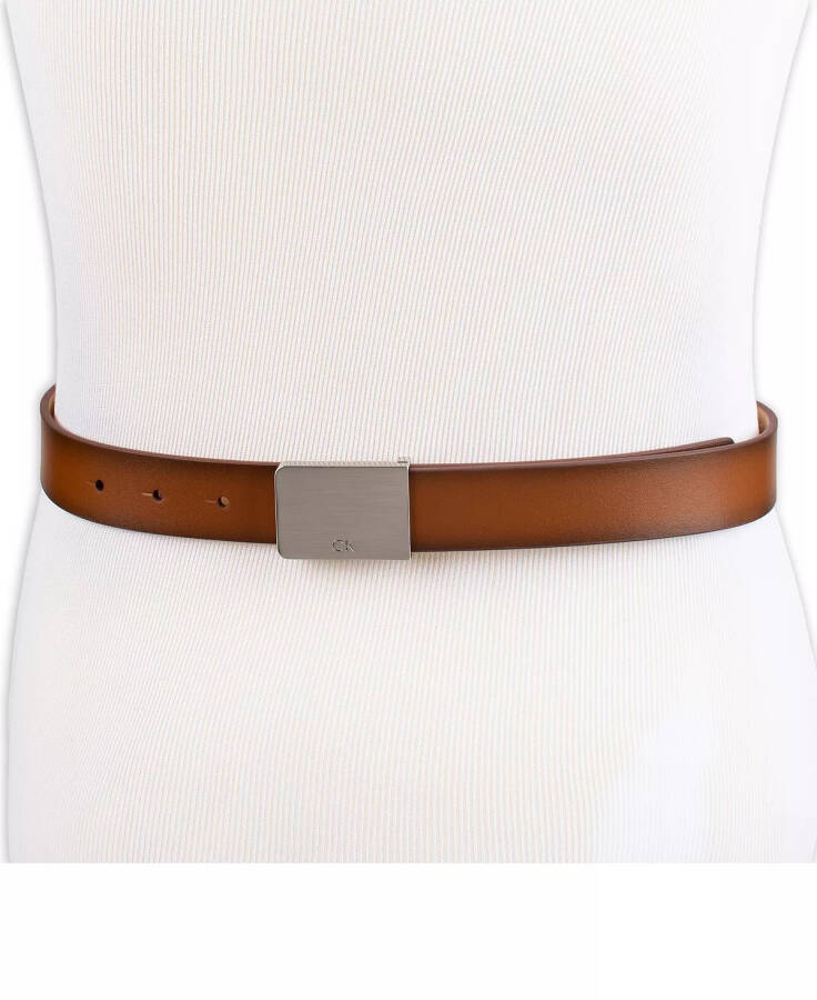 Men's Logo Plaque Belt Cognac - 4