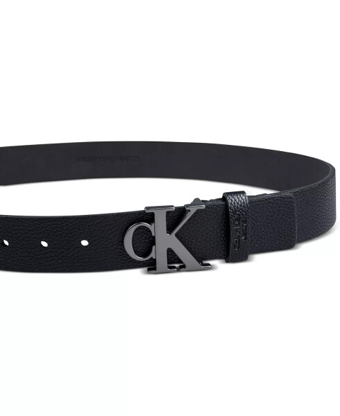 Men's Logo Plaque Buckle Fashion Jean Belt Black - 3