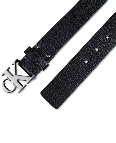 Men's Logo Plaque Buckle Fashion Jean Belt Black - 4