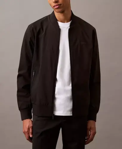 Men's Logo-Print Matte Bomber Jacket - 1
