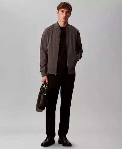 Men's Logo-Print Matte Bomber Jacket - Dark Gray - CALVIN KLEIN (1)