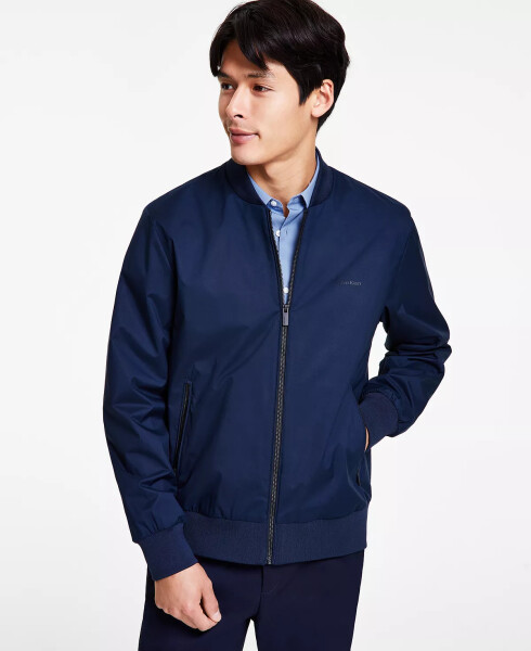 Men's Logo-Print Matte Bomber Jacket Sky Captain - 1