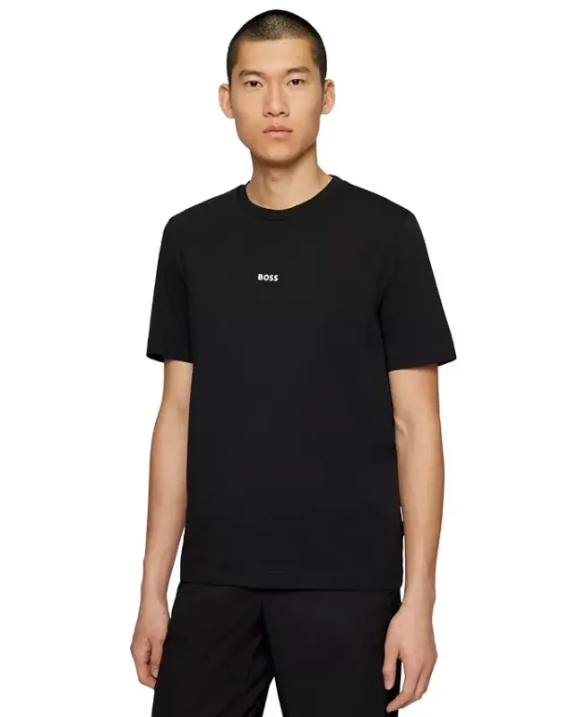 Men's Logo Print Relaxed-Fit T-Shirt - Black - 1