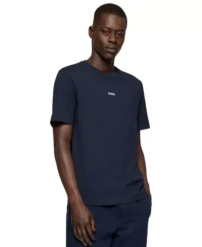 Men's Logo Print Relaxed-Fit T-Shirt - Dark Blue - 4
