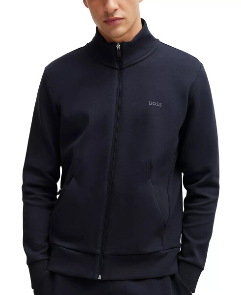 Men's Logo Print Zip-Up Sweatshirt Dark Blue - 1