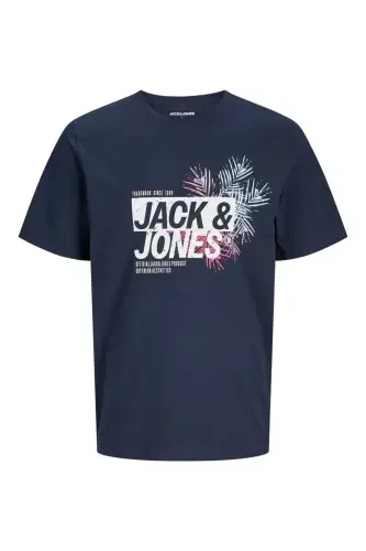 Men's Logo Printed T-Shirt Dark Blue-Navy - Jack & Jones (1)