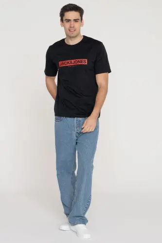 Men's Logo Printed T-Shirt - Pin-Black - JACK & JONES (1)