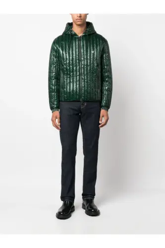 Men's Logo Zippered Dark Green Puffer Green Jacket 6R1B79 1NKZZ-0565 - EMPORIO ARMANI (1)