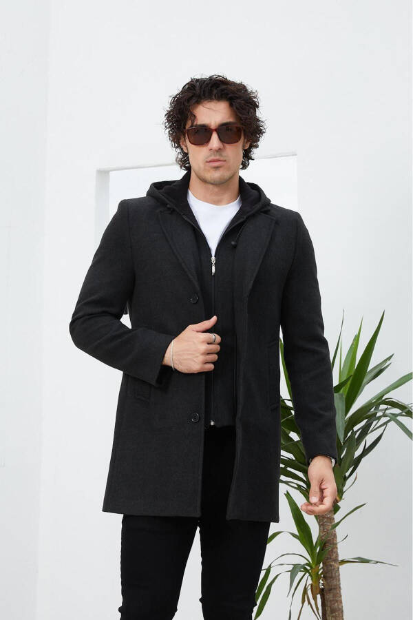 Men's Long Hooded Cashmere Coat - 1